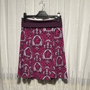 Women's Pink & Maroon Patterned Skirt